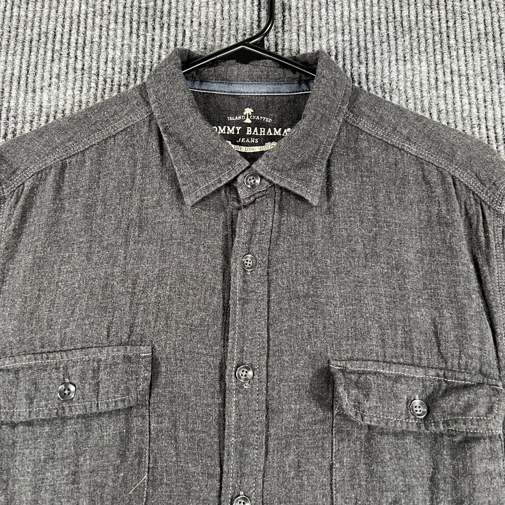 Tommy Bahama Shirt Mens Medium Black Long Sleeve Button Up Casual Outdoor‎